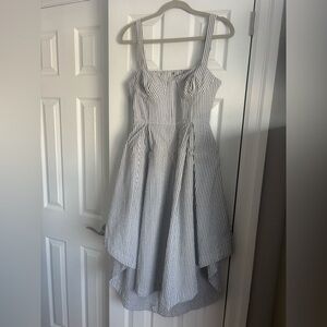 Kendall & Kylie Black and White Striped High Low Dress